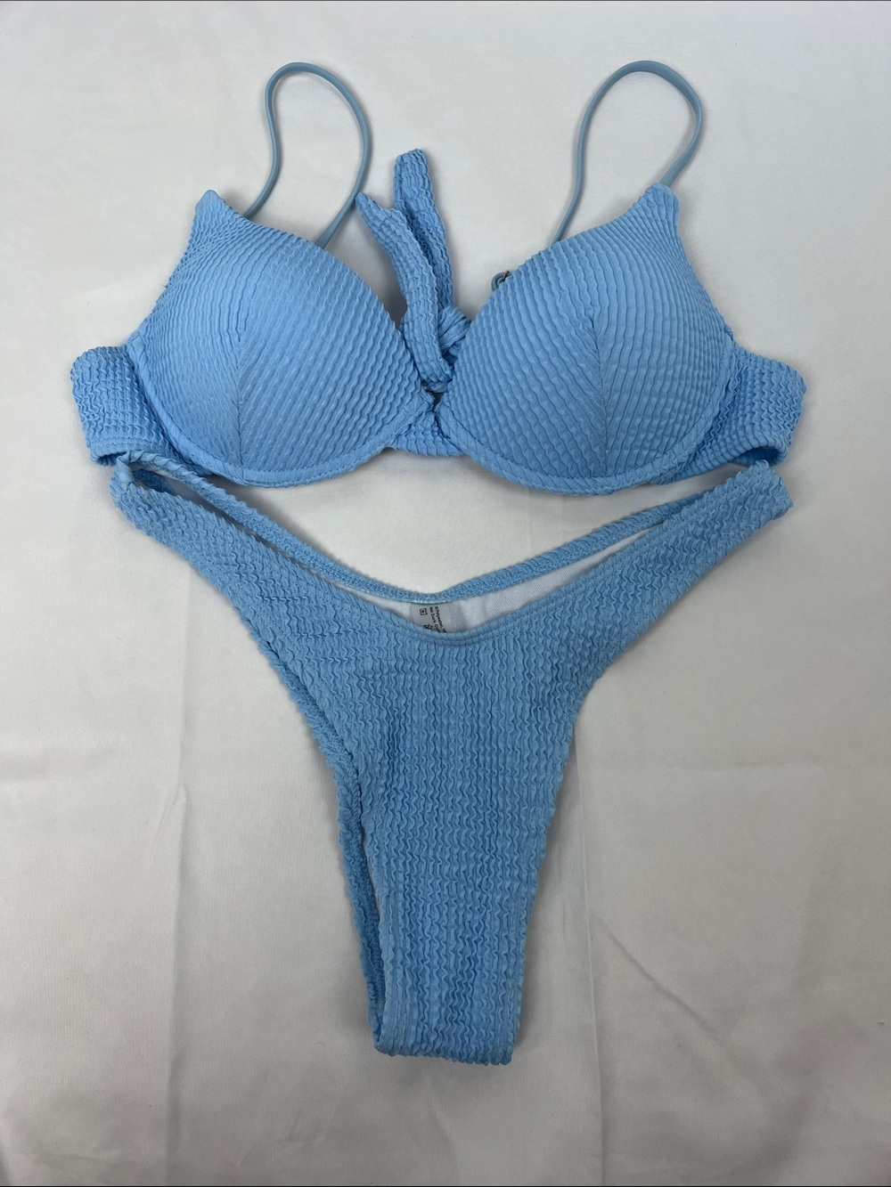SHEIN Light Blue Textured Push-Up Bikini Set-‎ Size Medium